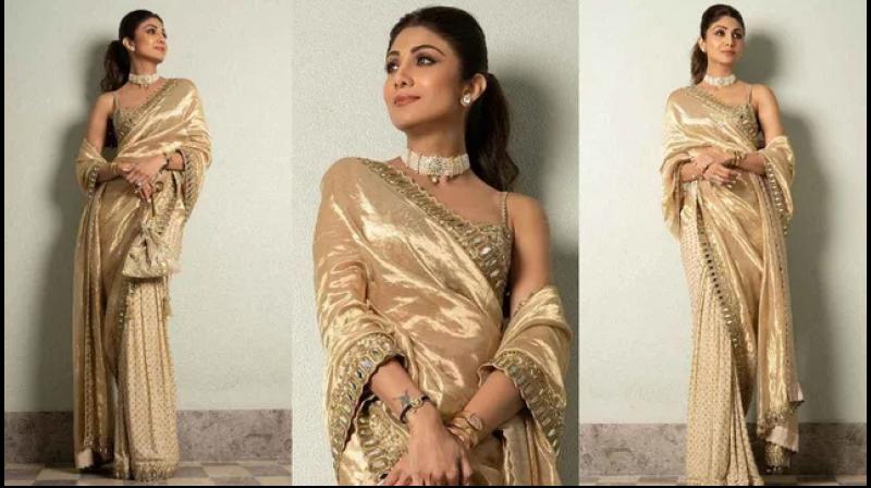  recreate Shilpa Shetty’s Ethereal Gold Saree Look News In Hindi