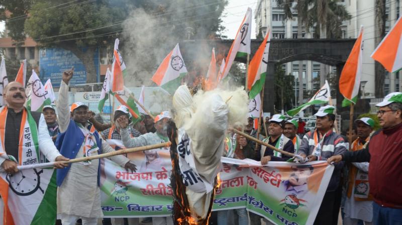 NCP leaders get angry, burn effigies of ED, IT, CBI for harassing opposition parties