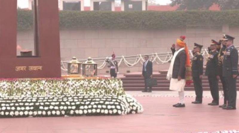 Prime Minister Modi visited the National War Memorial on Republic Day and paid tribute to the martyrs