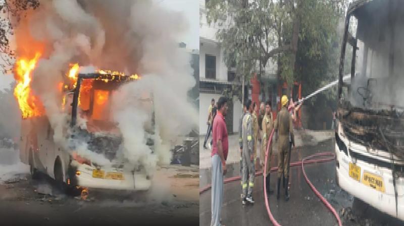 UP Ghaziabad School Bus Fire Braking News In Hindi