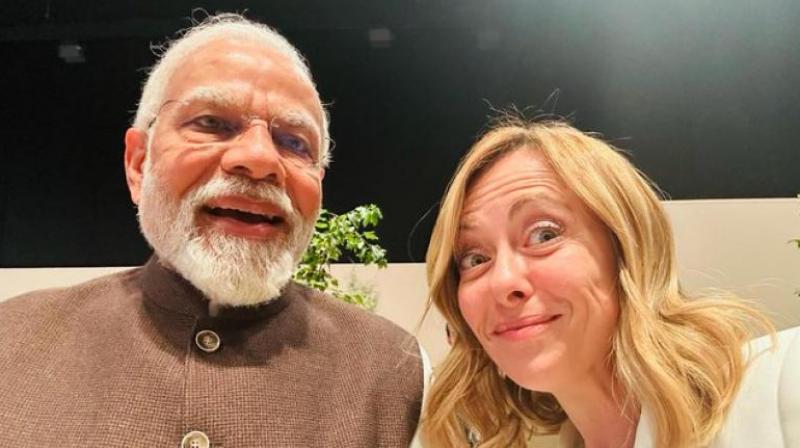 PM Modi Giorgia Meloni Selfie