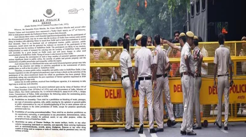 Delhi Farmer Protest 2024: Section 144 implemented in Delhi, Police alert on state border