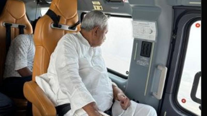 CM Nitish kumar conducted aerial survey of rising water level of rivers of the state