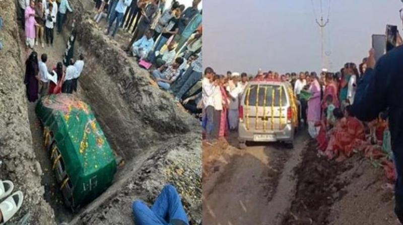 15 year old car decorated with flowers buried in ground news in hindi