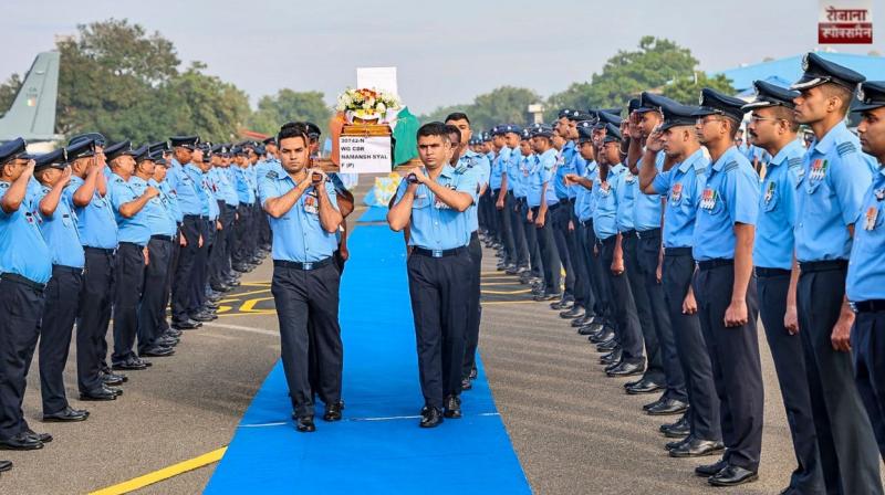 Mortal remains of Wing Commander Namansh Syal brought to Sulur Air Base