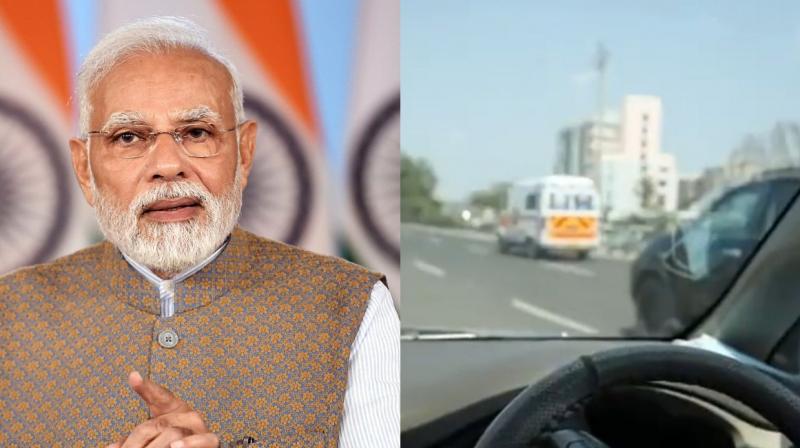 PM Modi stopped his convoy to give way to the ambulance