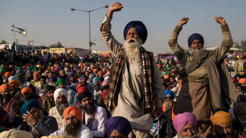 Farmers protest near Brahmashankar Zimpa's residence in Punjab