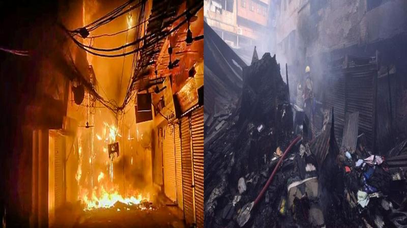 Fire breaks out at wholesale market in Delhi's Chandni Chowk