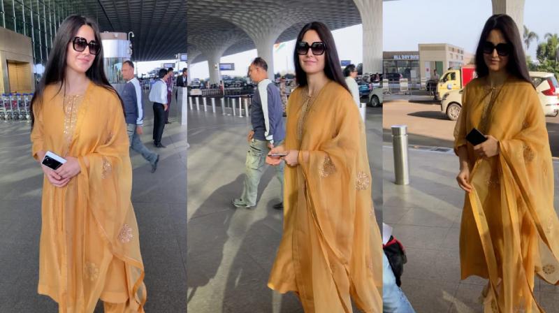 Katrina Kaif spot Indian look Mumbai airport news in hindi