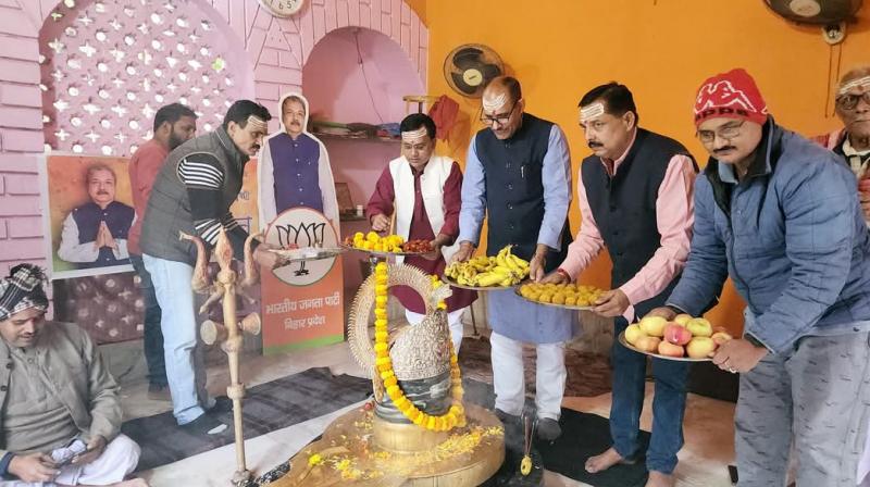 BJP state president Dilip Jaiswal birthday celebrated by worshiping in Manas temple