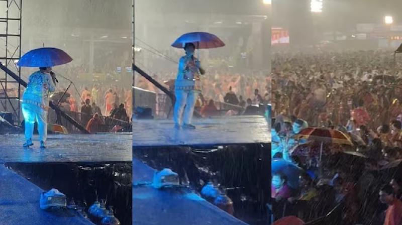 Falguni Pathak concert People kept dancing in rain viral video news in hindi