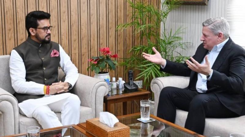 Netflix CEO Ted Sarandos meets Information and Broadcasting Minister Anurag Thakur