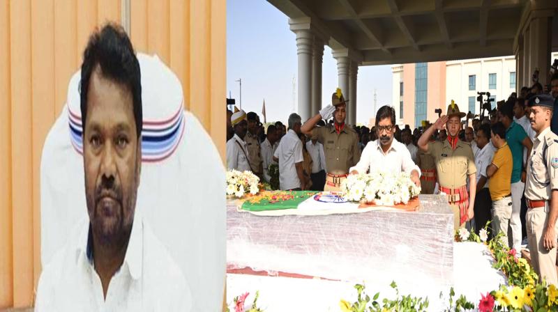 The mortal remains of late Education Minister Jagarnath Mahato were kept for the last darshan in the Jharkhand Assembly