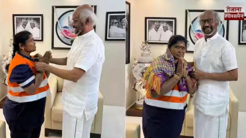 Actor Rajinikanth Gifts a Gold Chain to Sanitary Worker