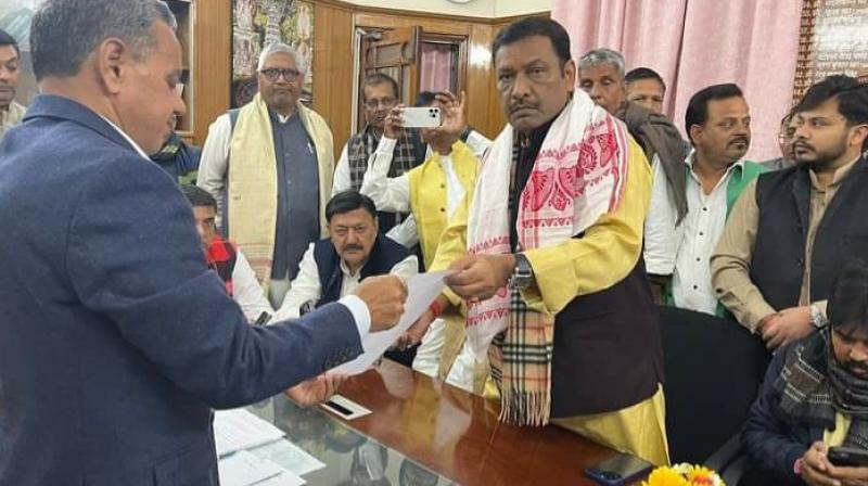 Bihar Congress President Akhilesh Prasad Singh filed his nomination for his second term in Rajya Sabha.