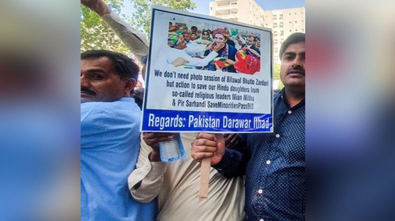 Members of Pakistan's Hindu community protest against forced conversions