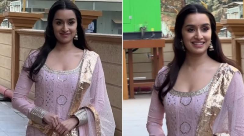 shraddha kapoor baby pink anarkali suit new look 