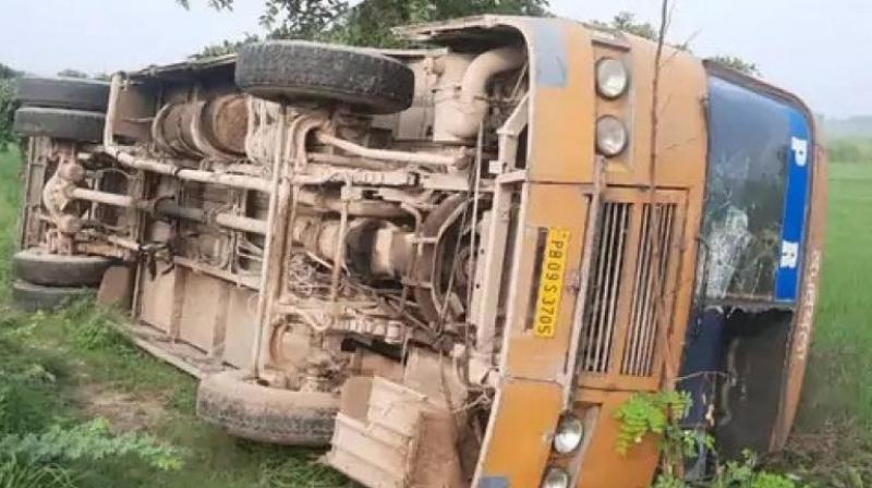  PRTC bus full of passengers overturned in Kapurthala