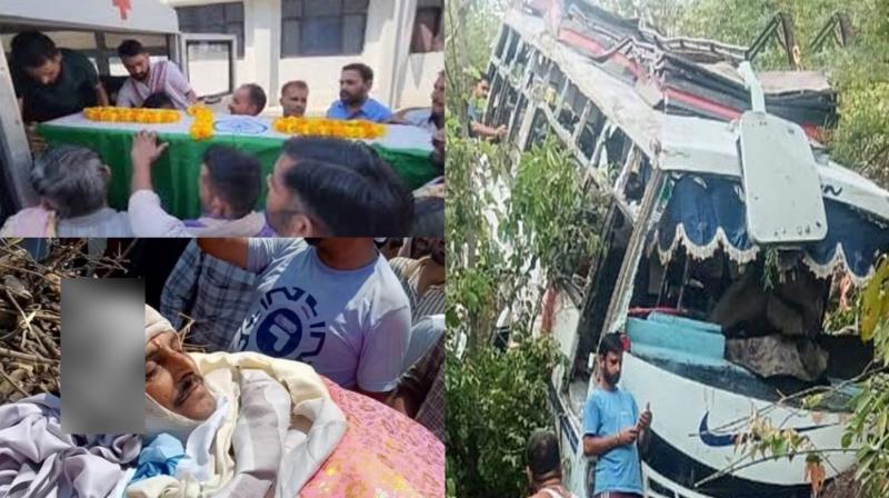 The body of bus driver wrapped in the national flag Jammu Bus Attack news