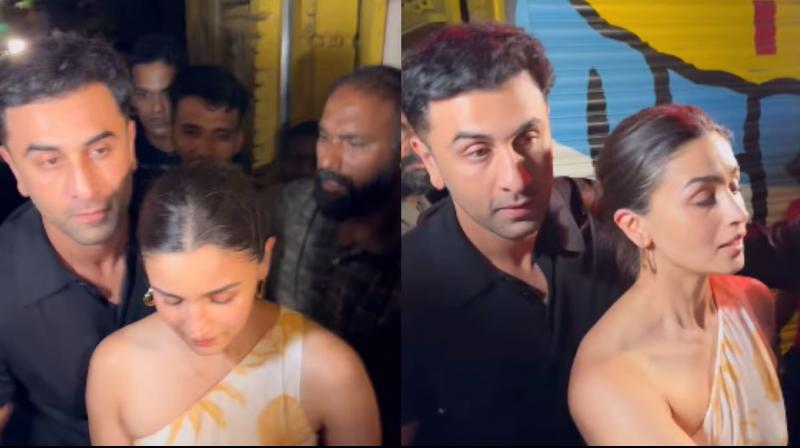 Ranbir Kapoor seen saving wife Alia bhatt from the crowd 