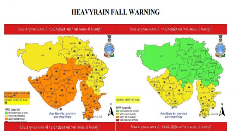 Rain forecast in Gujarat, red alert for rain in 12 districts news in hindi