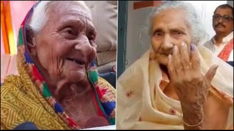 Bihar Lok Sabha Elections 2024 90 year old woman came to vote sitting on a wheel chair 