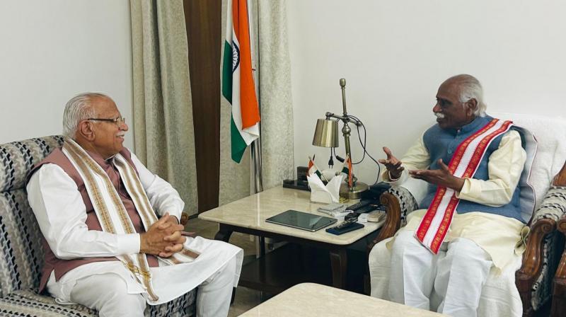 Manohar Lal meet Governor Bandaru Dattatreya