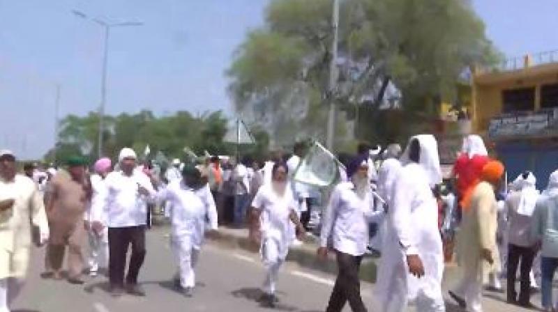 Farmers block the National Highway in Kurukshetra