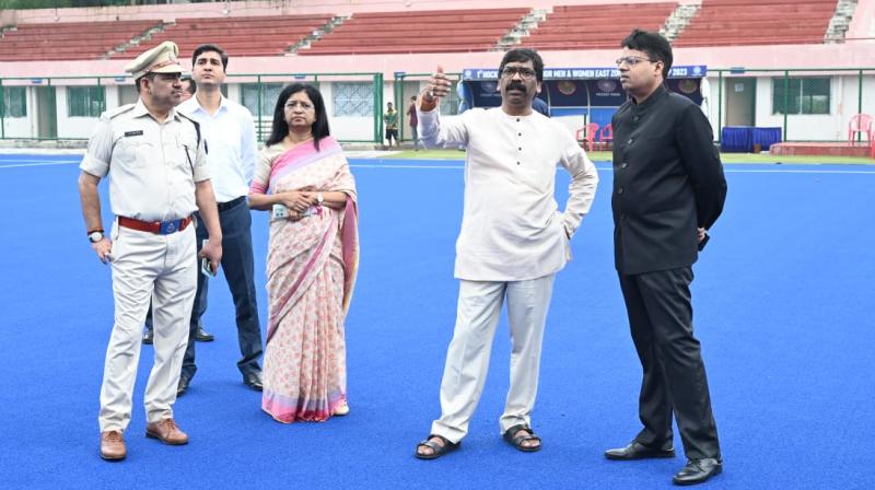 Chief Minister Soren inspected Marang Gomke Jaipal Singh Munda Astroturf Stadium located in Morhabadi.