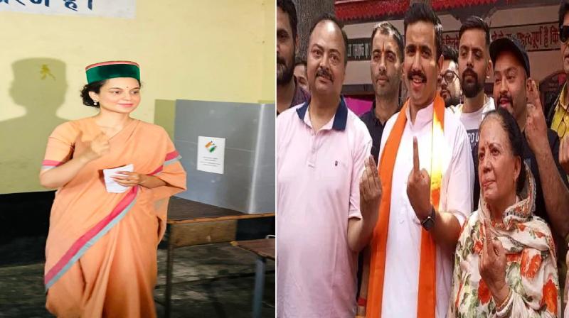 Kangana Ranaut And Vikramaditya Singh Cast Vote new in hindi