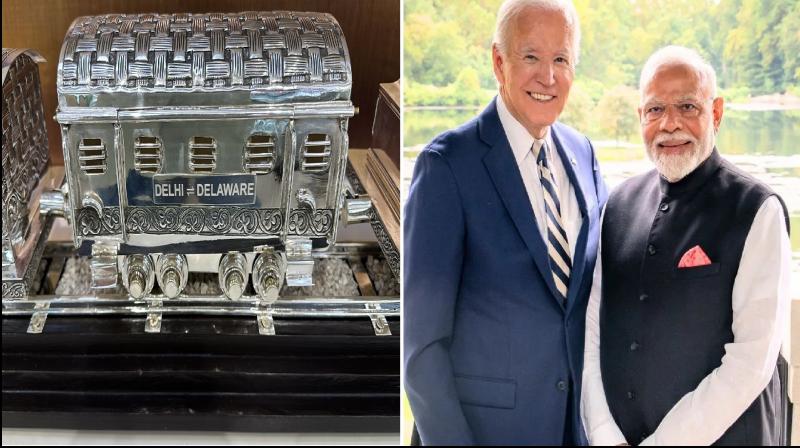 PM Modi gave ancient silver train to President Biden news in hindi