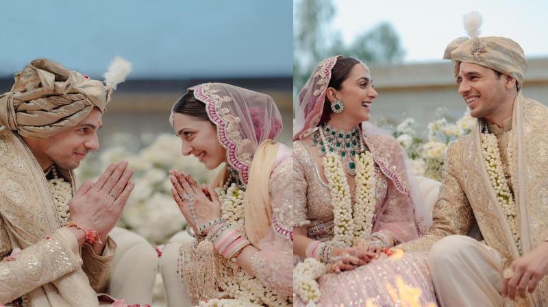 Siddharth looked fabulous in a golden sherwani, while Kiara slayed in a pink lehenga