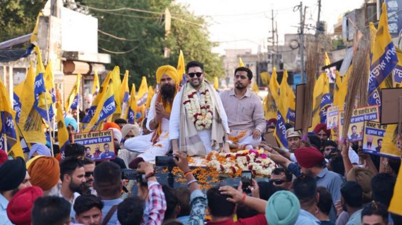  MP Raghav Chadha campaigned for Sri Anandpur Sahib candidate Malvinder Singh Kang 