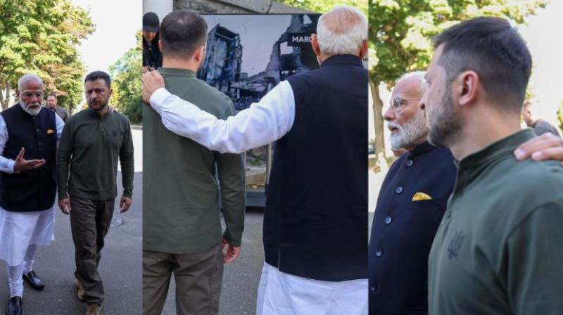 PM Modi met Ukrain President in Kiev, placed his hand on Zelensky's shoulder news in hindi