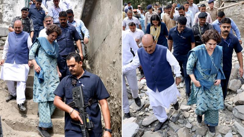 Priyanka Gandhi visited flood affected areas in Kullu, Himachal