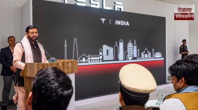 Haryana Chief Minister Nayab Saini inaugurated the first all-in-one Tesla India Motors Centre in Gurugram.
