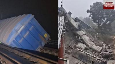 12 compartments of a freight train loaded with cement derailed in bihar