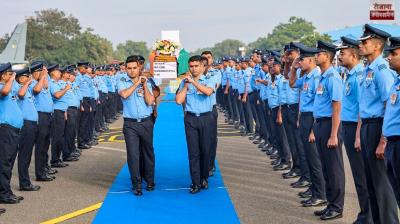 Mortal remains of Wing Commander Namansh Syal brought to Sulur Air Base