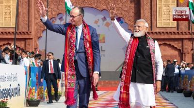 PM Modi and FriedrichMerz took part in the International Kite Festival 2026 in Ahmedabad