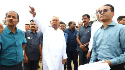 CM nitish inspected under construction 6 lane Sherpur-Dighwara Ganga Bridge news in hindi
