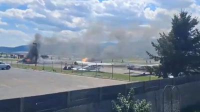 Plane crash in Montana huge fire breaks out in plane news in hindi